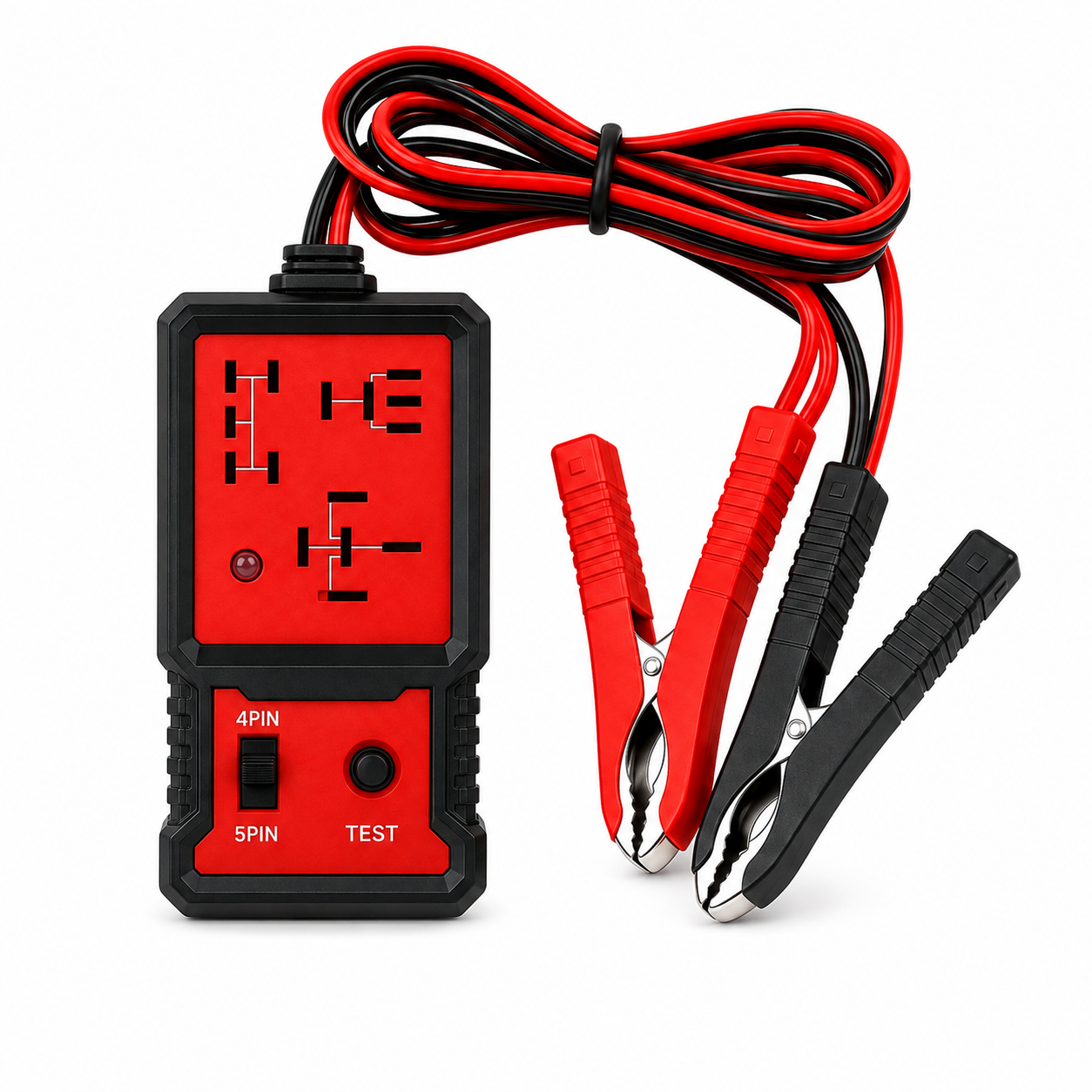 Automotive Relay Tester – 4-Pin & 5-Pin Car Relay Testing Tool with LED Indicator & Battery Clips