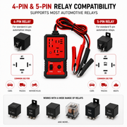 Automotive Relay Tester – 4-Pin & 5-Pin Car Relay Testing Tool with LED Indicator & Battery Clips