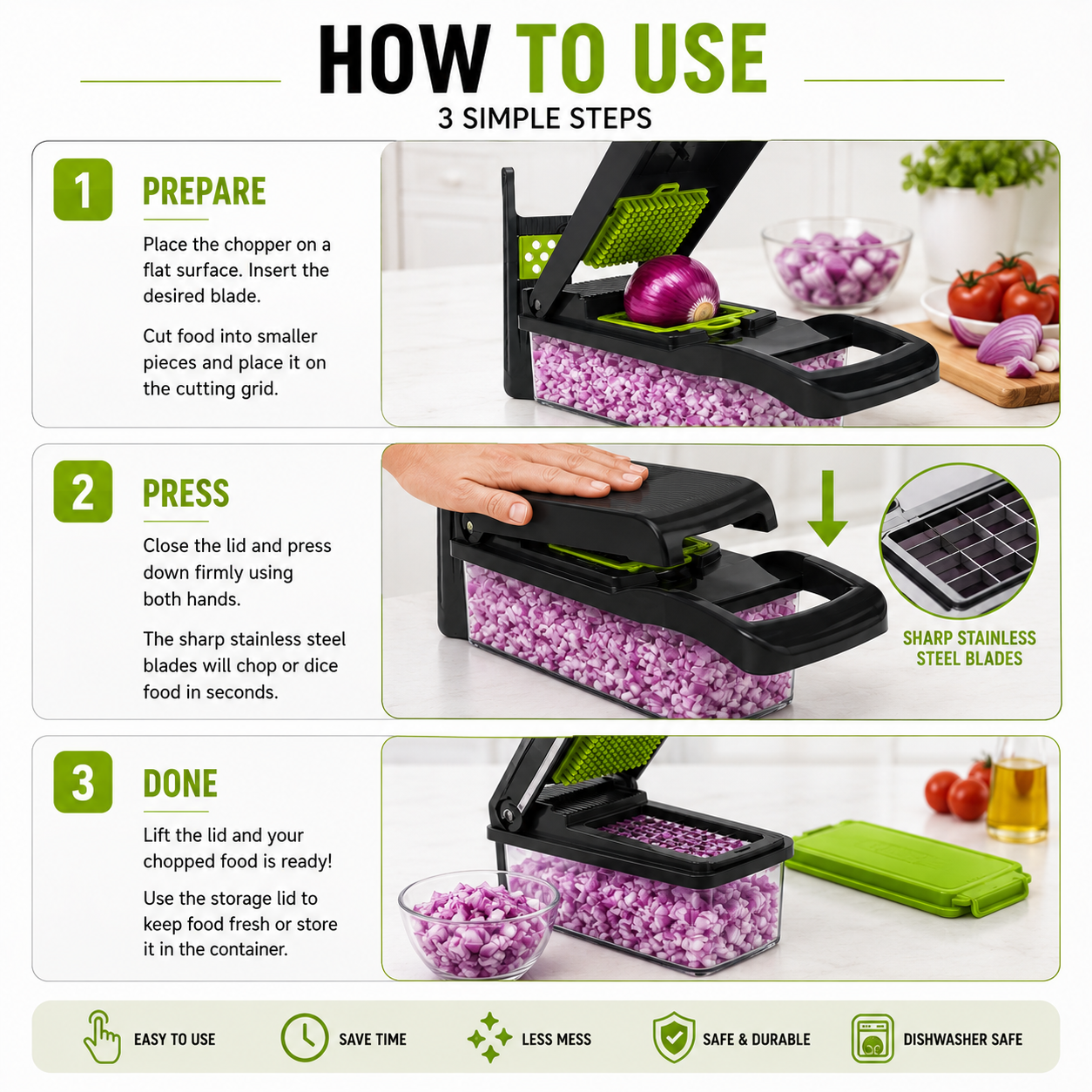 14-in-1 Vegetable Chopper & Slicer – Multifunction Kitchen Food Cutter with Interchangeable Blades
