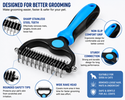 Pet Dematting Rake Brush for Dogs & Cats – Stainless Steel Deshedding & Undercoat Grooming Tool