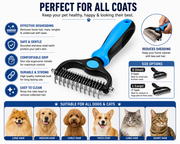 Pet Dematting Rake Brush for Dogs & Cats – Stainless Steel Deshedding & Undercoat Grooming Tool
