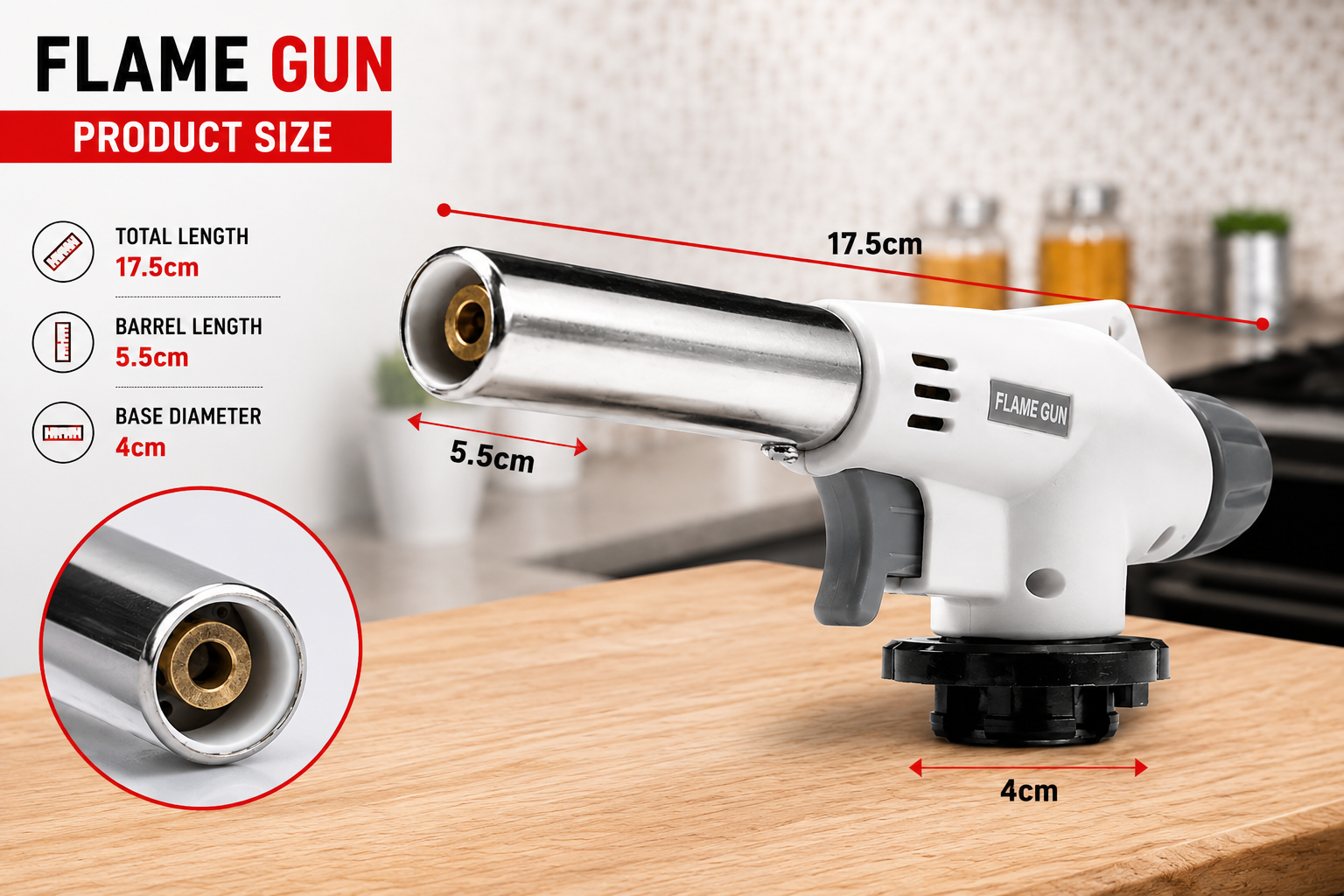 Butane Torch Flame Gun – Adjustable Kitchen Cooking & BBQ Gas Torch Burner
