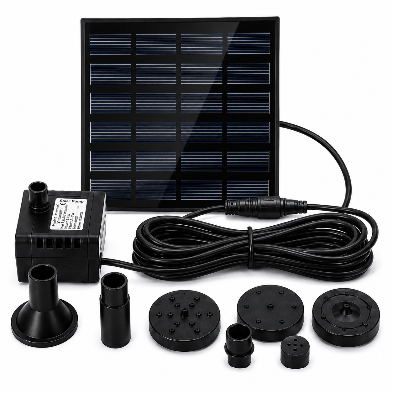 Solar Fountain Pump Kit Submersible Water Pump Panel Bird Bath Pond Nozzles