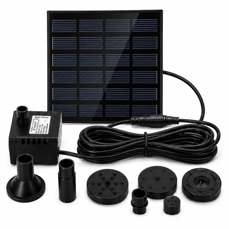 Solar Fountain Pump Kit Submersible Water Pump Panel Bird Bath Pond Nozzles